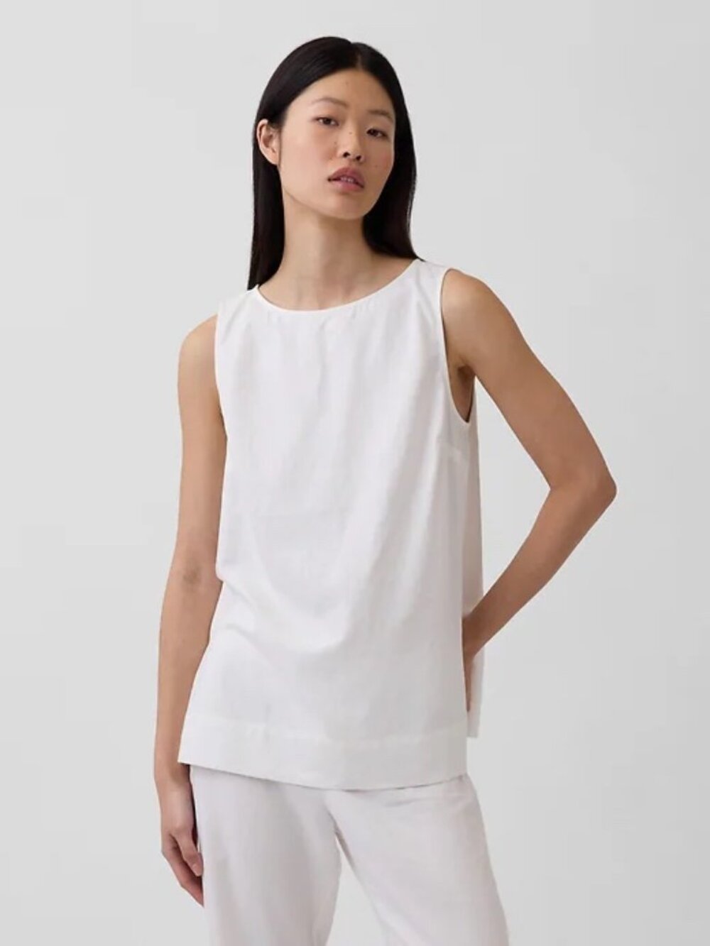 GAP Linen Blend Shell Tank Top, Large, NWT, New Off White